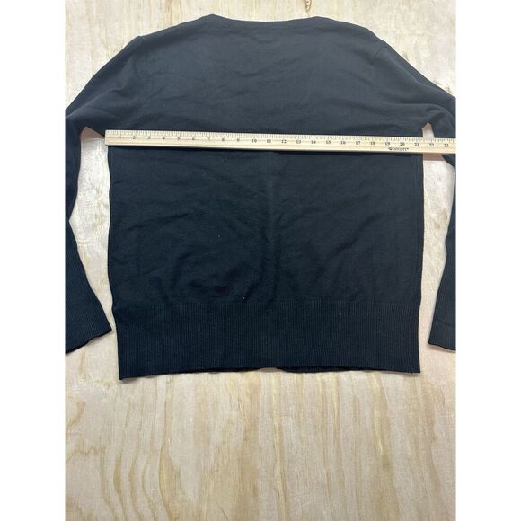 Vila Milano Rhinestone Neckline & Buttons Wool Blend Cardigan Sz XL Black Vneck - Picture 6 of 6